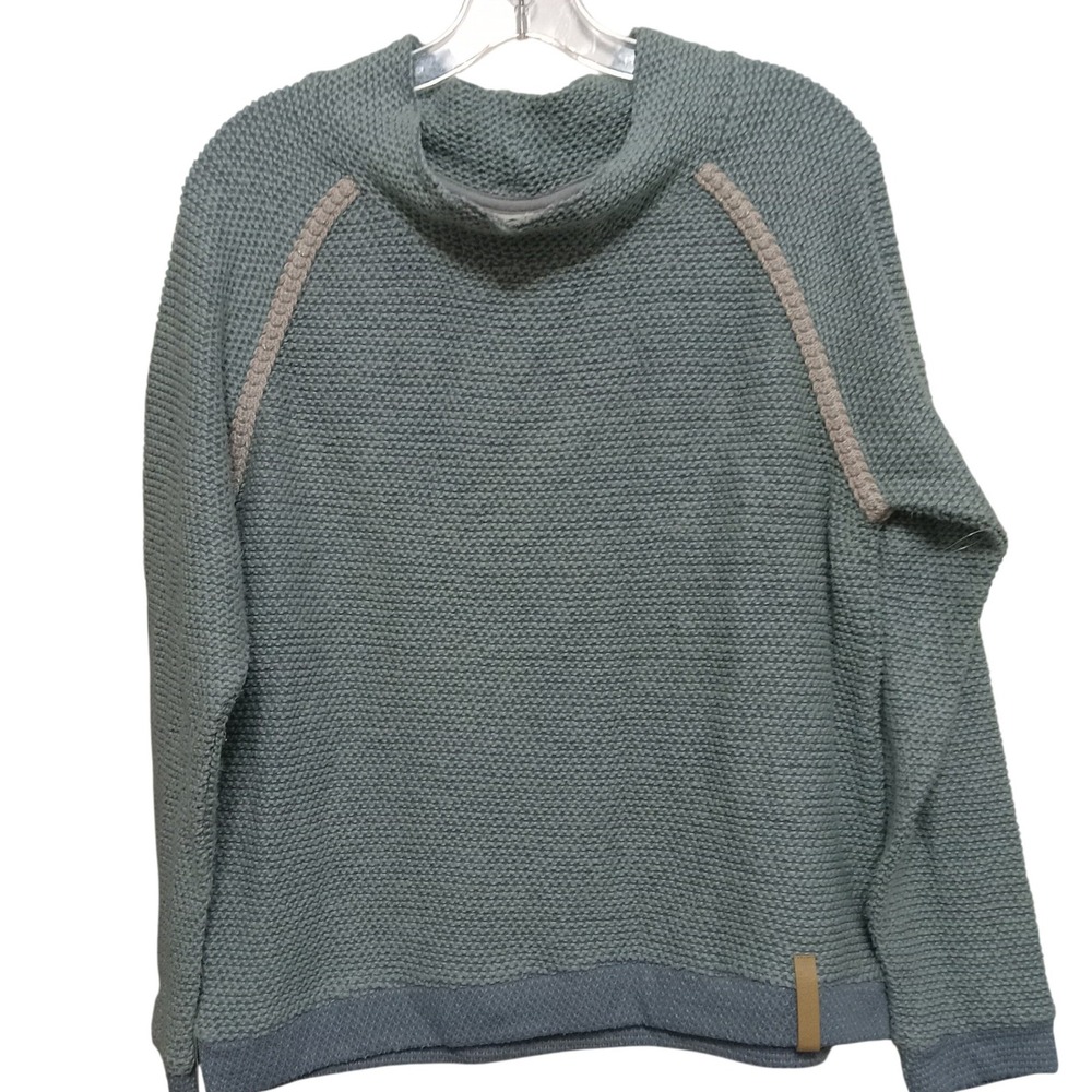 Northstyle Womens Blue Textured Knit Mock Neck Raglan Sweater Medium Jadelynn Br